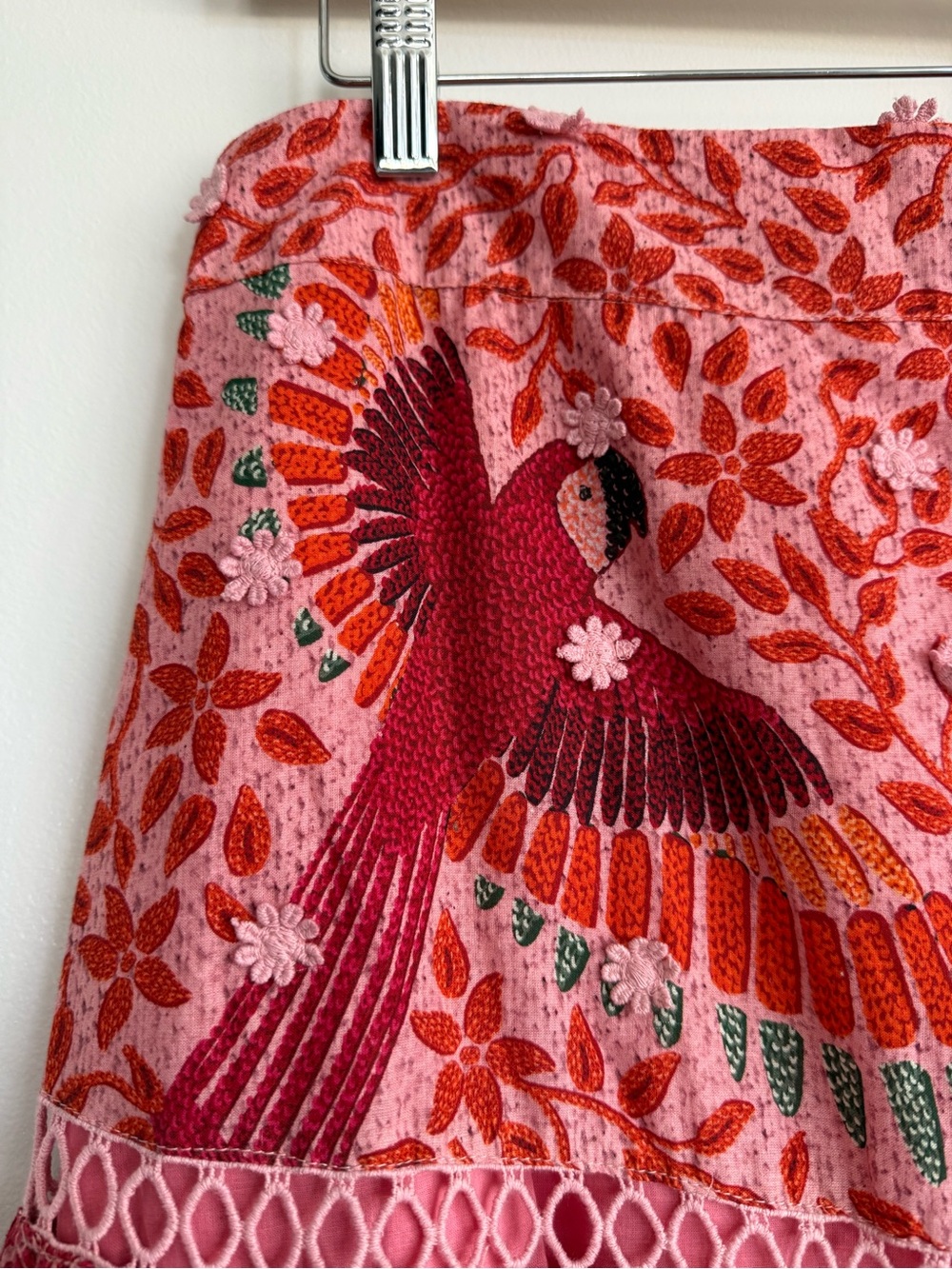 Farm Rio Ainiika Printed Tiered Maxi Skirt with Belt Pink Red Green M NWOT - Picture 4 of 16